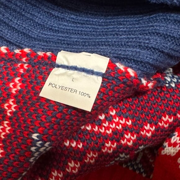 Dog Sweater, Turtleneck Knit Sweater, Fair Isle Holiday Reindeer Hearts, Red, L - Picture 7 of 8